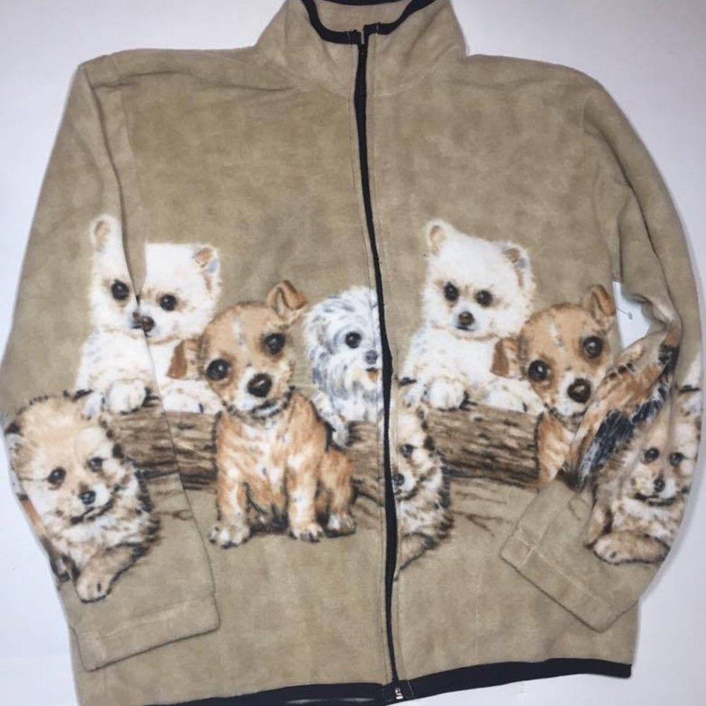 ZooFleece Beige Dogs Jacket Puppy Ugly Sweater Gift Women's Adult Fleece M